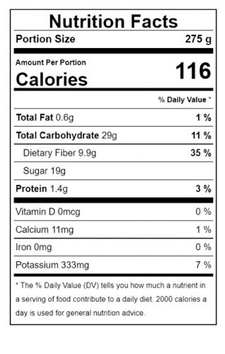 Asian Pears Nutritionals